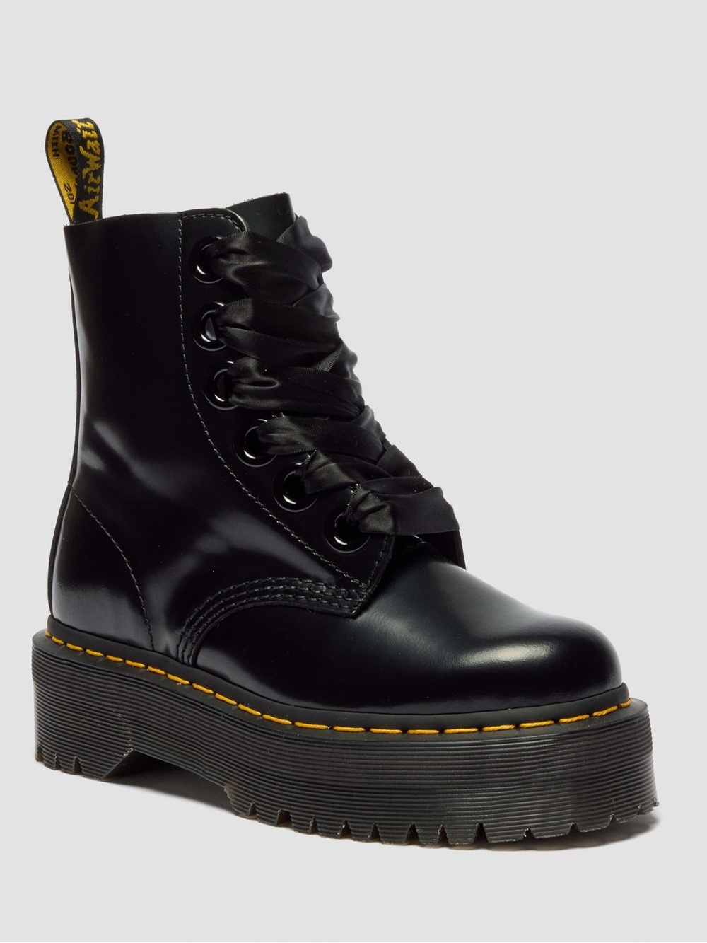Dr. Martens MOLLY Platform Leather Lace-Up Boot - Black